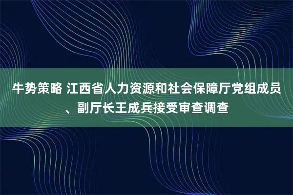 牛势策略 江西省人力资源和社会保障厅党组成员、副厅长王成兵接受审查调查